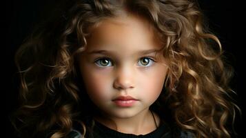 a young girl with curly hair and green eyes generative ai photo