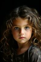 a young girl with curly hair and green eyes generative ai photo