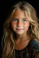a young girl with long hair and blue eyes generative ai photo