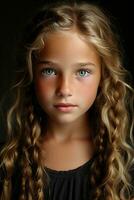 a young girl with long hair and blue eyes generative ai photo