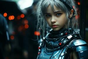 a young woman in a futuristic outfit generative ai photo