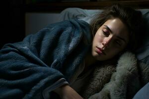 a young woman is wrapped in a blanket generative ai photo