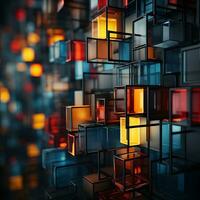 abstract 3d rendering of colorful cubes on a dark background generative ai photo
