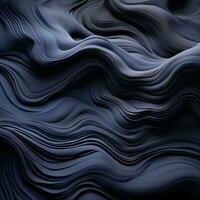 abstract background with wavy lines in dark blue generative ai photo