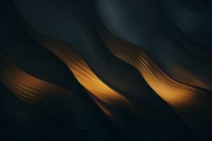 abstract black and orange waves on a dark background generative ai photo