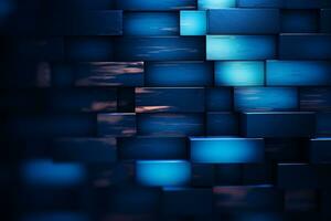 abstract blue brick wall background generative ai photo