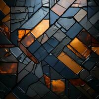 abstract stained glass background with orange and black colors generative ai photo