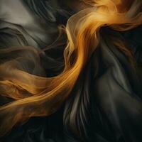 an abstract image of a black and gold fabric generative ai photo