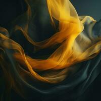 an abstract image of a black and yellow fabric generative ai photo