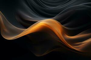 an abstract image of a black and orange wave on a black background generative ai photo