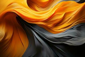 an abstract image of a black and orange fabric generative ai photo