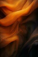 an abstract image of a black and orange fabric generative ai photo