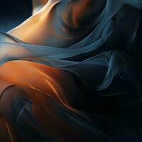 an abstract image of a dark blue and orange fabric generative ai photo