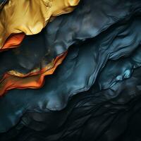 an abstract image of black blue and gold fabric generative ai photo