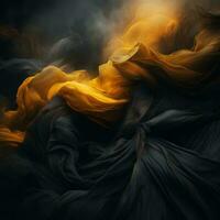 an abstract image of black and yellow fabric generative ai photo