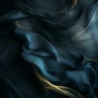 an abstract image of blue and gold fabric generative ai photo