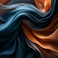 an abstract image of blue orange and black fabric generative ai photo