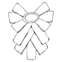 Vector multilayer bow in doodle style black linear isolated