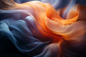 an abstract image of orange and blue fabric generative ai photo