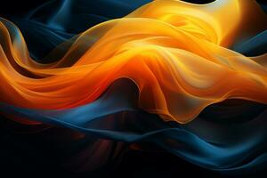 an abstract image of orange and blue waves generative ai photo