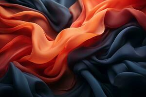 an abstract image of red orange and blue fabric generative ai photo
