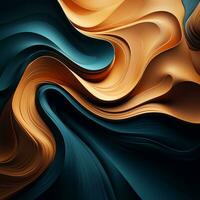an abstract image of waves in blue orange and black generative ai photo