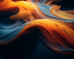 an abstract image of waves with orange blue and black colors generative ai photo