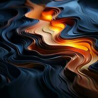 an abstract image of wavy orange and black waves generative ai photo