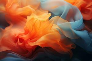 an abstract painting of orange and blue smoke generative ai photo