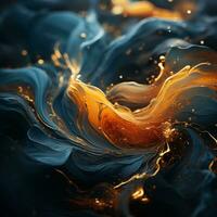 an abstract painting with orange and blue swirls generative ai photo
