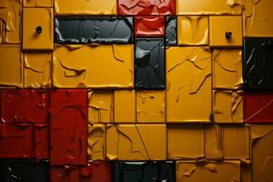 an abstract painting of red yellow and black squares generative ai photo