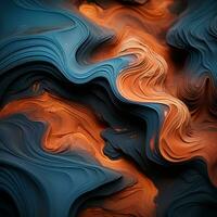 an abstract painting with orange and blue swirls generative ai photo
