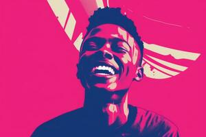 an illustration of a smiling man in front of a pink background generative ai photo