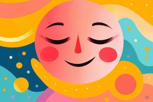 an illustration of a smiling face with eyes closed generative ai photo