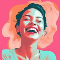 an illustration of a woman laughing generative ai photo