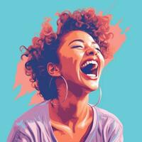 an illustration of a woman laughing generative ai photo