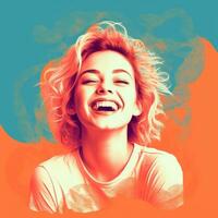 an illustration of a woman laughing generative ai photo