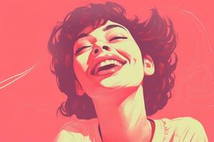 an illustration of a woman laughing generative ai photo