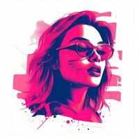 an illustration of a woman wearing glasses and a pink background generative ai photo