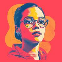 an illustration of a woman wearing glasses generative ai photo