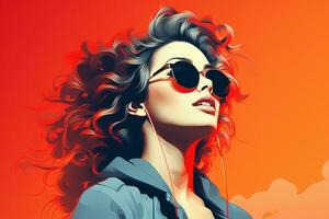 an illustration of a woman wearing sunglasses and a jacket generative ai photo