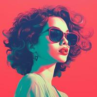 an illustration of a woman wearing sunglasses generative ai photo