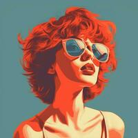 an illustration of a woman wearing sunglasses generative ai photo