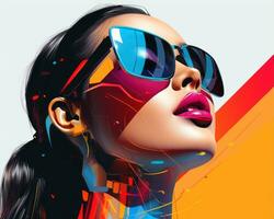 an illustration of a woman wearing sunglasses generative ai photo