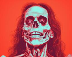 an illustration of a woman with a skeleton face generative ai photo