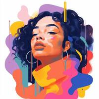 an illustration of a woman with colorful paint splatters on her face generative ai photo
