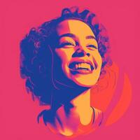 an illustration of a woman with curly hair and a smile generative ai photo