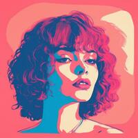 an illustration of a woman with curly hair generative ai photo