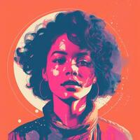 an illustration of a woman with curly hair generative ai photo