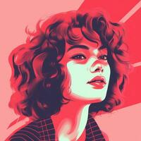 an illustration of a woman with curly hair generative ai photo